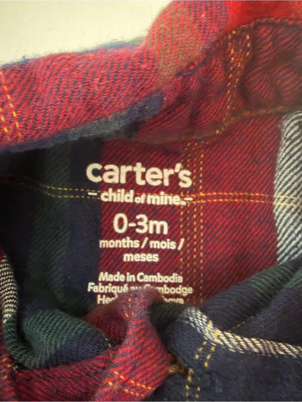 Carter’s Baby Boys Plaid Shirt & Navy Corduroy Overalls Outfit 0-3M